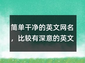 簡(jiǎn)單干凈的英文網(wǎng)名，比較有深意的英文名字238條