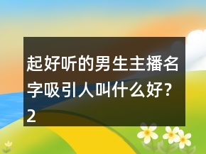 起好聽的男生主播名字吸引人叫什么好？234條