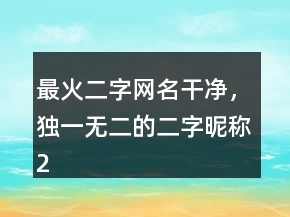 最火二字網(wǎng)名干凈，獨(dú)一無二的二字昵稱224條