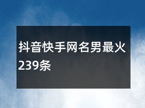 抖音快手網(wǎng)名男最火239條
