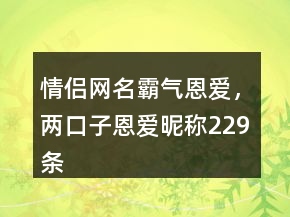 情侶網(wǎng)名霸氣恩愛(ài)，兩口子恩愛(ài)昵稱229條