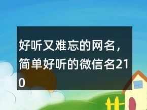 好聽又難忘的網(wǎng)名，簡(jiǎn)單好聽的微信名210條