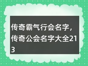 傳奇霸氣行會(huì)名字，傳奇公會(huì)名字大全213條