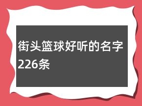 街頭籃球好聽的名字226條