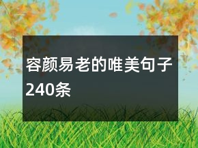 容顏易老的唯美句子240條