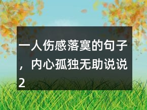 一人傷感落寞的句子，內(nèi)心孤獨無助說說210條