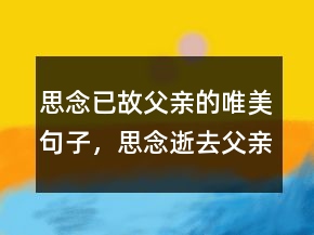 思念已故父親的唯美句子，思念逝去父親催淚詩句212條