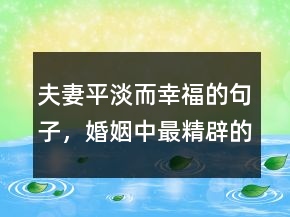 夫妻平淡而幸福的句子，婚姻中最精辟的一句話223條