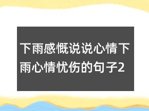 下雨感慨說(shuō)說(shuō)心情下雨心情憂傷的句子205條