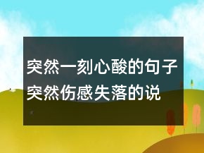 突然一刻心酸的句子突然傷感失落的說(shuō)說(shuō)242條