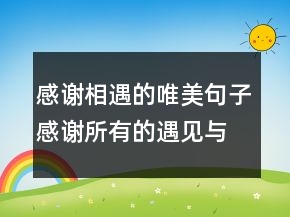 感謝相遇的唯美句子：感謝所有的遇見與陪伴202條