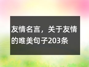友情名言，關(guān)于友情的唯美句子203條