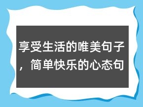 享受生活的唯美句子，簡單快樂的心態(tài)句子249條