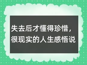 失去后才懂得珍惜，很現(xiàn)實(shí)的人生感悟說說234條