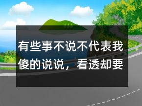 有些事不說不代表我傻的說說，看透卻要裝傻的句子225條