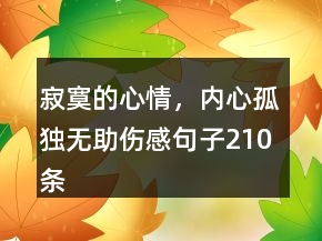 寂寞的心情，內(nèi)心孤獨(dú)無(wú)助傷感句子210條