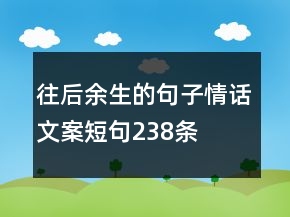 往后余生的句子情話文案短句238條