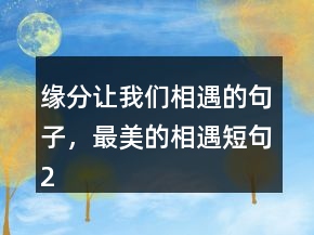 緣分讓我們相遇的句子，最美的相遇短句220條
