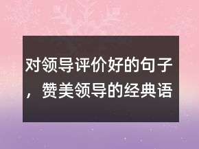 對領(lǐng)導(dǎo)評價好的句子，贊美領(lǐng)導(dǎo)的經(jīng)典語句204條
