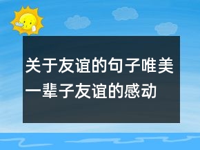 關(guān)于友誼的句子唯美一輩子友誼的感動(dòng)句子210條