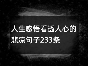人生感悟：看透人心的悲涼句子233條
