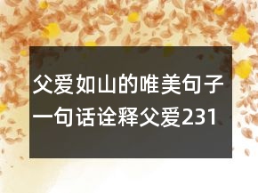 父愛如山的唯美句子一句話詮釋父愛231條