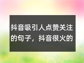 抖音吸引人點(diǎn)贊關(guān)注的句子，抖音很火的短句243條