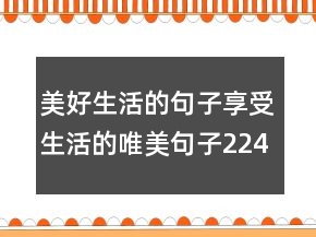 美好生活的句子享受生活的唯美句子224條