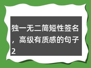 獨一無二簡短性簽名，高級有質(zhì)感的句子201條