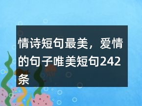 情詩短句最美，愛情的句子唯美短句242條