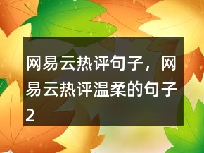網(wǎng)易云熱評(píng)句子，網(wǎng)易云熱評(píng)溫柔的句子248條
