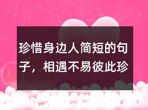 珍惜身邊人簡(jiǎn)短的句子，相遇不易,彼此珍惜句子247條