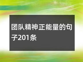 團隊精神正能量的句子201條