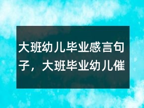 大班幼兒畢業(yè)感言句子，大班畢業(yè)幼兒催淚感言208條