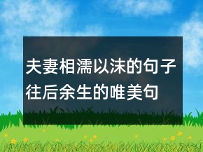 夫妻相濡以沫的句子,往后余生的唯美句子237條