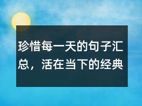 珍惜每一天的句子匯總，活在當下的經(jīng)典句子239條