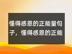 懂得感恩的正能量句子，懂得感恩的正能量句子235條