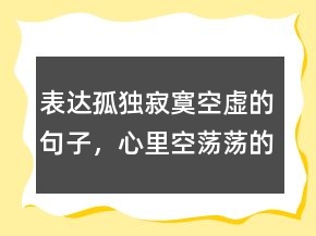 表達(dá)孤獨寂寞空虛的句子，心里空蕩蕩的唯美句子207條