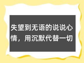 失望到無語的說說心情，用沉默代替一切的句子215條