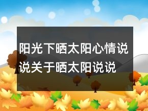 陽光下曬太陽心情說說關(guān)于曬太陽說說心情的句子232條