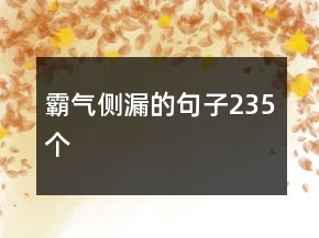 霸氣側(cè)漏的句子235個