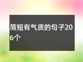 簡短有氣質的句子206個