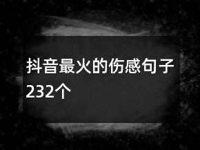 抖音最火的傷感句子232個