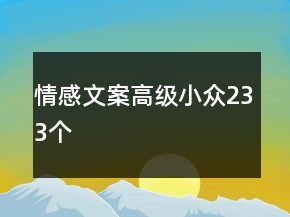 情感文案高級小眾233個