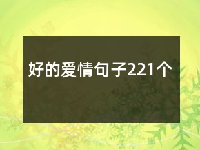 好的愛(ài)情句子221個(gè)