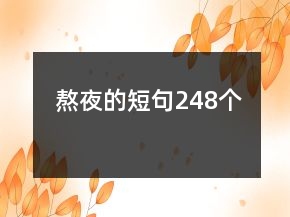 熬夜的短句248個