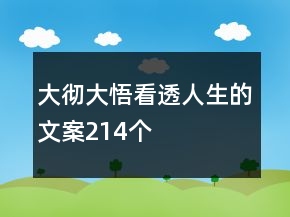 大徹大悟看透人生的文案214個