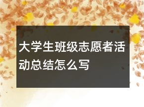 大學(xué)生班級志愿者活動總結(jié)怎么寫