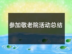 參加敬老院活動總結(jié)