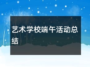 藝術(shù)學(xué)校端午活動總結(jié)